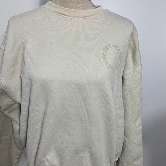 Set Active Beige Heavy Crewneck Sweatshirt Size Small - Picture 6 of 10